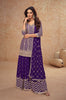 Dark Purple Designer Embroidered Wedding Sharara Suit-Saira's Boutique