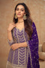 Dark Purple Designer Embroidered Wedding Sharara Suit-Saira's Boutique