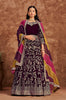 Dark Wine Designer Heavy Embroidered Velvet Anarkali Suit-Saira's Boutique