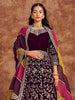 Dark Wine Designer Heavy Embroidered Velvet Anarkali Suit-Saira's Boutique