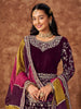 Dark Wine Designer Heavy Embroidered Velvet Anarkali Suit-Saira's Boutique