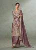 Deep Mauve Designer Embroidered Chinon Silk Party Wear Palazzo Suit-Saira's Boutique