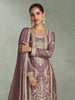 Deep Mauve Designer Embroidered Chinon Silk Party Wear Palazzo Suit-Saira's Boutique