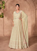 Dull Cream Designer Heavy Embroidered Pure Georgette Anarkali Suit-Saira's Boutique