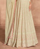 Dull Cream Designer Heavy Embroidered Pure Georgette Anarkali Suit-Saira's Boutique