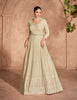 Dull Cream Designer Heavy Embroidered Pure Georgette Anarkali Suit-Saira's Boutique