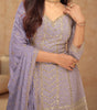 Dull Lavender Designer Embroidered Wedding Sharara Suit-Saira's Boutique