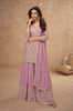 Dull Mauve Designer Embroidered Wedding Sharara Suit-Saira's Boutique