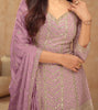 Dull Mauve Designer Embroidered Wedding Sharara Suit-Saira's Boutique