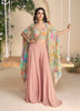 Dusty Blush Designer Embroidered Party Wear Palazzo Suit with Shrug-Saira's Boutique