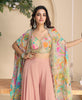 Dusty Blush Designer Embroidered Party Wear Palazzo Suit with Shrug-Saira's Boutique
