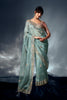 Dusty Mint Designer Embroidered Tissue Organza Wedding Party Wear Saree-Saira's Boutique