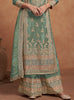 Green Designer Embroidered Fancy Silk Party Wear Suit-Saira's Boutique