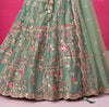 Green Designer Embroidered Wedding Bridal Net Lehenga Choli-Saira's Boutique