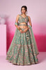 Green Designer Embroidered Wedding Bridal Net Lehenga Choli-Saira's Boutique
