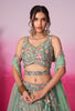 Green Designer Embroidered Wedding Bridal Net Lehenga Choli-Saira's Boutique