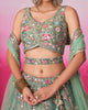 Green Designer Embroidered Wedding Bridal Net Lehenga Choli-Saira's Boutique