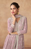 Light Mauve Designer Embroidered Pure Georgette Pant Style Anarkali Suit-Saira's Boutique
