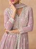 Light Mauve Designer Embroidered Pure Georgette Pant Style Anarkali Suit-Saira's Boutique
