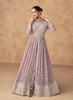 Light Mauve Designer Embroidered Pure Georgette Pant Style Anarkali Suit-Saira's Boutique