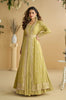 Light Mustard Designer Embroidered Party Wear Shrug Style Gown with Belt-Saira's Boutique