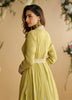 Light Mustard Designer Embroidered Party Wear Shrug Style Gown with Belt-Saira's Boutique
