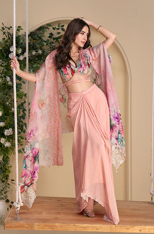 Winter Green Designer Embroidered Chinon Silk Party Wear Palazzo Suit