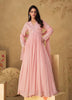 Light Pink Designer Embroidered Pure Georgette Party Wear Gown-Saira's Boutique