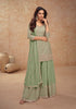 Light Pista Green Designer Embroidered Wedding Sharara Suit-Saira's Boutique