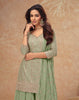 Light Pista Green Designer Embroidered Wedding Sharara Suit-Saira's Boutique