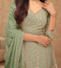 Light Pista Green Designer Embroidered Wedding Sharara Suit-Saira's Boutique