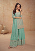 Light Sea Green Designer Embroidered Wedding Sharara Suit-Saira's Boutique