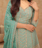 Light Sea Green Designer Embroidered Wedding Sharara Suit-Saira's Boutique