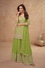 Lime Green Designer Embroidered Wedding Sharara Suit-Saira's Boutique