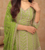 Lime Green Designer Embroidered Wedding Sharara Suit-Saira's Boutique