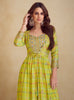 Lime Olive Green Designer Embroidered Party Wear Kurti Style Palazzo Suit-Saira's Boutique