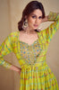 Lime Olive Green Designer Embroidered Party Wear Kurti Style Palazzo Suit-Saira's Boutique