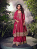 Magenta Designer Embroidered Jacquard Silk Anarkali Style Palazzo Suit-Saira's Boutique