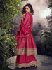 Magenta Designer Embroidered Jacquard Silk Anarkali Style Palazzo Suit-Saira's Boutique