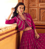 Magenta Designer Embroidered Party Wear Jacket Style Chinon Lehenga-Saira's Boutique