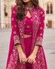 Magenta Designer Embroidered Party Wear Palazzo Suit with Shrug-Saira's Boutique