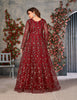 Maroon Designer Heavy Embroidered Net Party Wear Anarkali Gown-Saira's Boutique