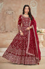 Maroon Designer Heavy Embroidered Velvet Anarkali Suit-Saira's Boutique