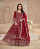 Maroon Designer Heavy Embroidered Velvet Anarkali Suit-Saira's Boutique