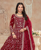 Maroon Designer Heavy Embroidered Velvet Anarkali Suit-Saira's Boutique