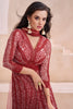 Maroon Red Designer Embroidered Pure Georgette Party Wear Gown-Saira's Boutique