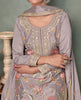 Mauve Gray Designer Embroidered Premium Chinon Silk Party Wear Palazzo Suit-Saira's Boutique