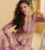 Mauve Rose Designer Embroidered Party Wear Shrug Style Gown with Belt-Saira's Boutique