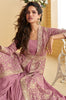 Mauve Rose Designer Embroidered Party Wear Shrug Style Gown with Belt-Saira's Boutique