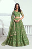 Mehendi Green Designer Embroidered Net Wedding Lehenga-Saira's Boutique